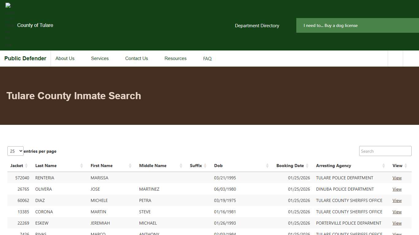 Tulare County Inmate Search Public Defender